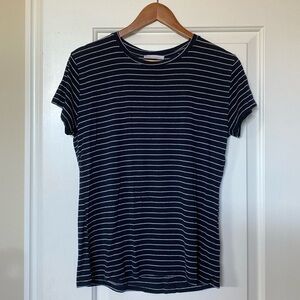 Zara Blue & White Striped Short Sleeve Shirt